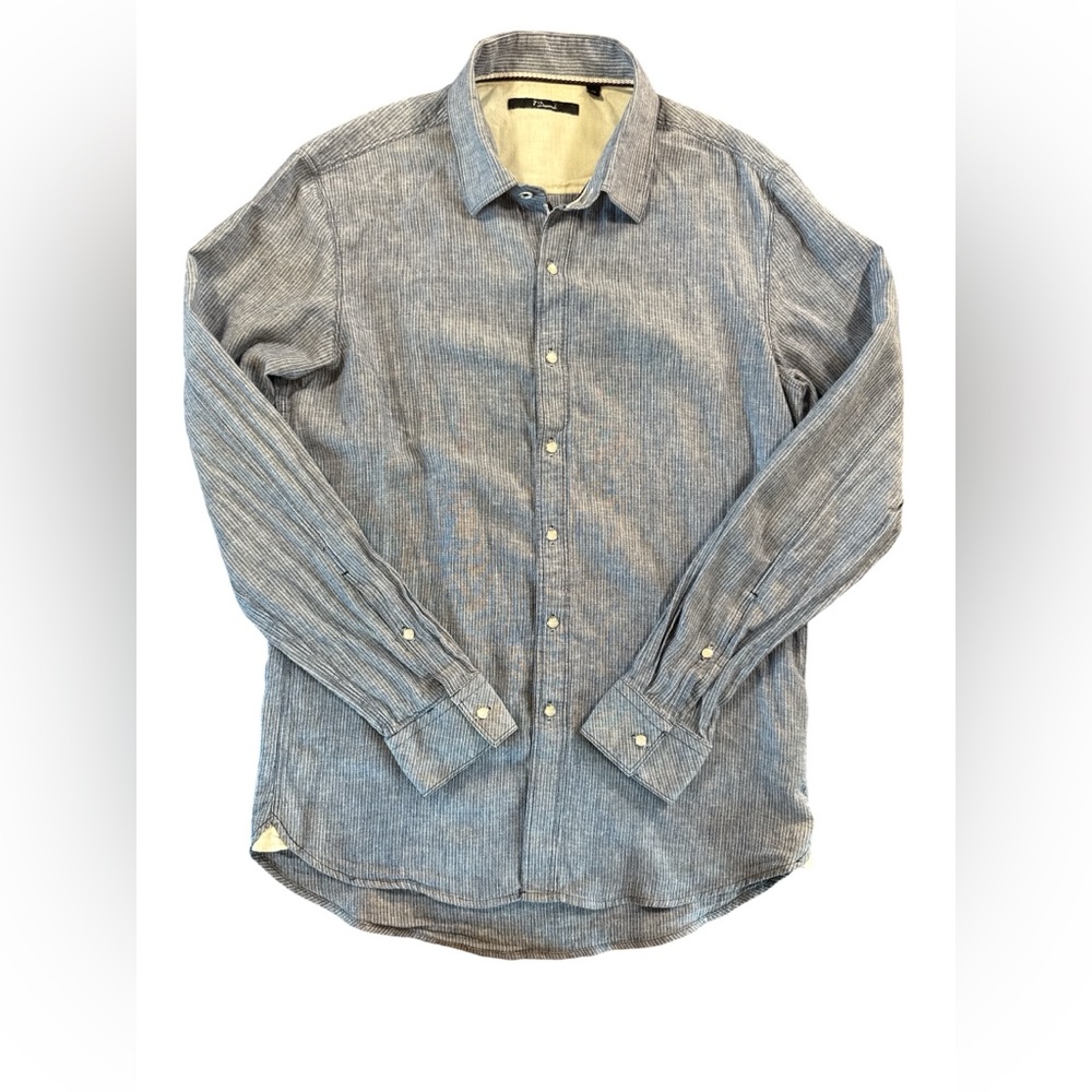 7 Diamonds Men's Blue Striped Shirt